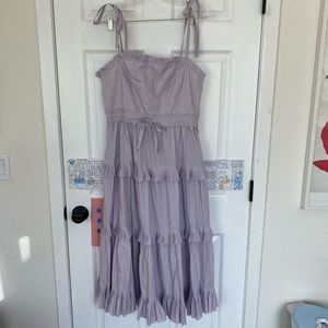 Ulla Johnson Lune Dress in Thistle pale purple tiered pleated sundress US 12